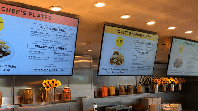 digital signs in a cafeteria