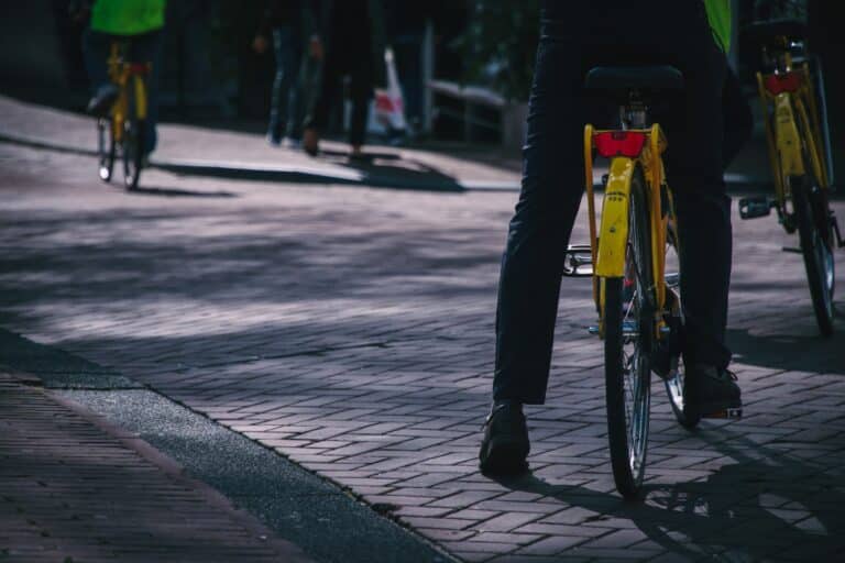 A person biking to work