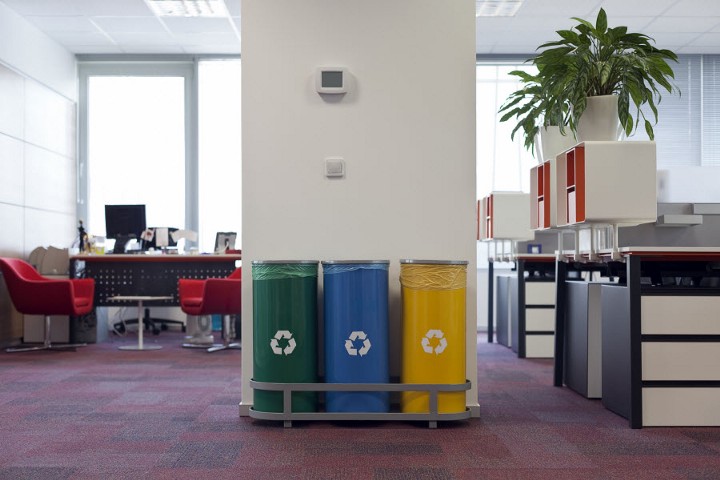 Labeled trashcans 