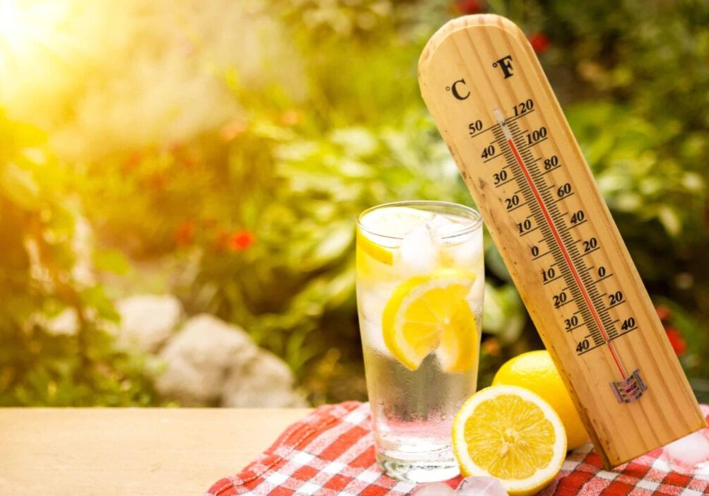 thermometer shows a high temperature during heat wave