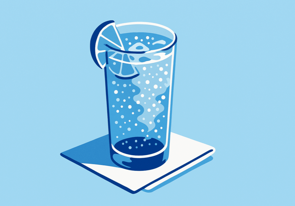 carbonated water in glass