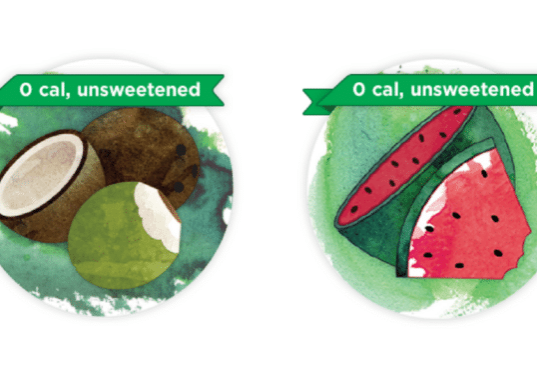 Bevi cocnut and watermelon flavor icons
