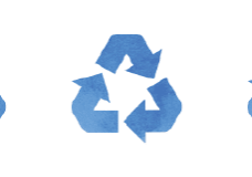 Row of five blue recycling icons